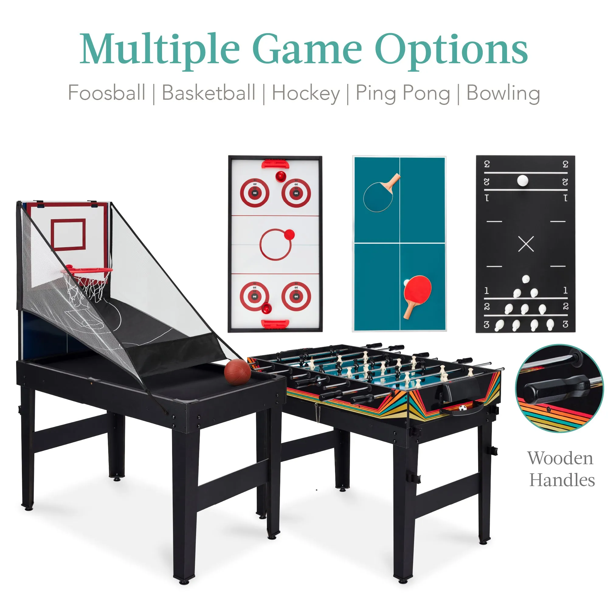 13-in-1 Combo Game Table Set w/ Ping Pong, Foosball, Basketball, Air Hockey