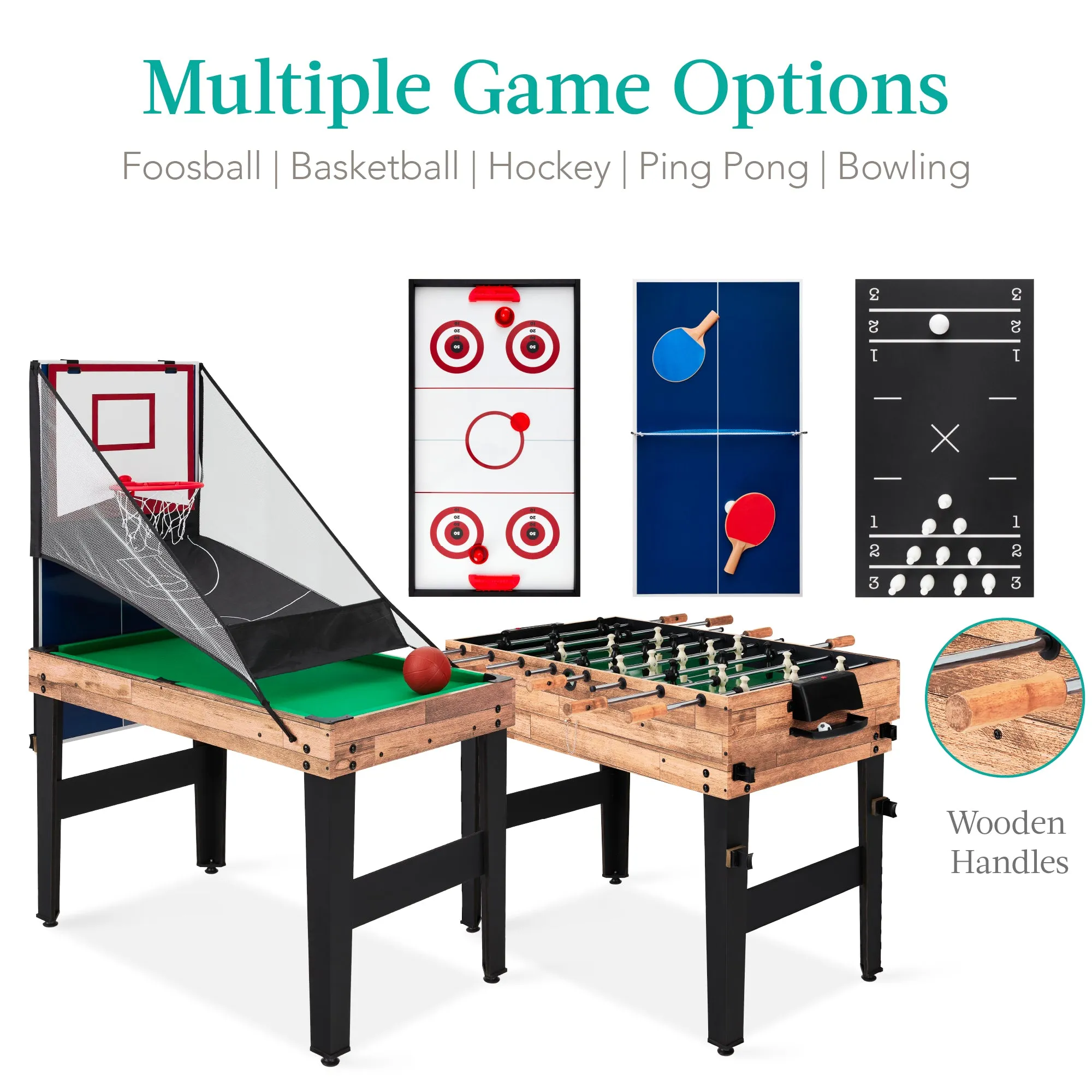 13-in-1 Combo Game Table Set w/ Ping Pong, Foosball, Basketball, Air Hockey