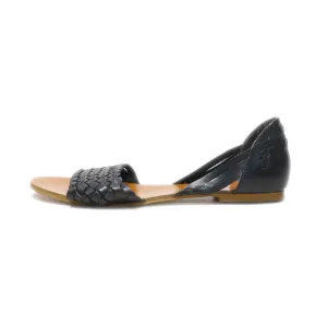 5Th Avenue Flat Sandals Leather Black Colour For Women