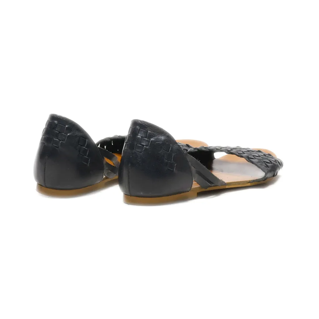 5Th Avenue Flat Sandals Leather Black Colour For Women