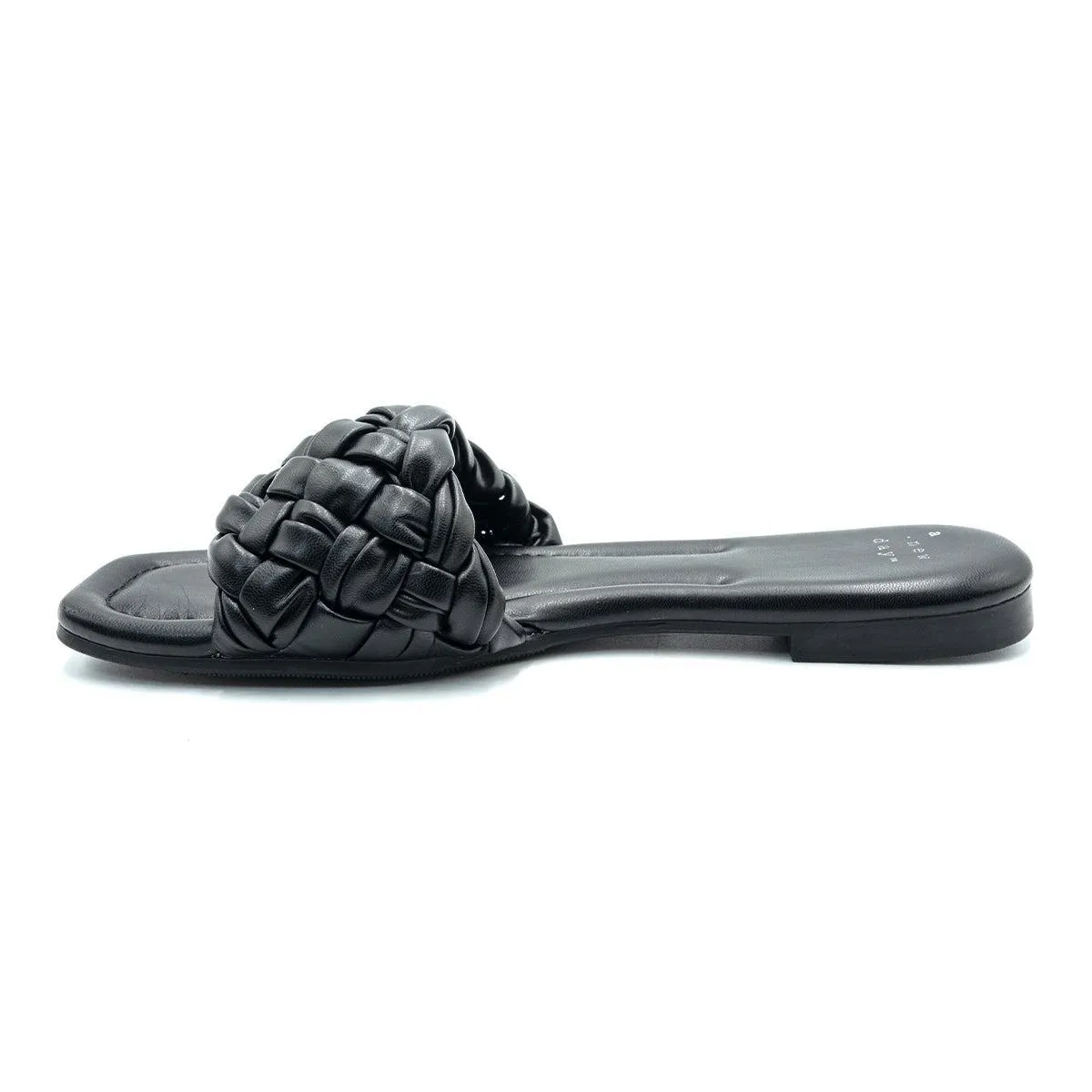 A New Day Braided Flat Sandals Leather Black Colour For Women