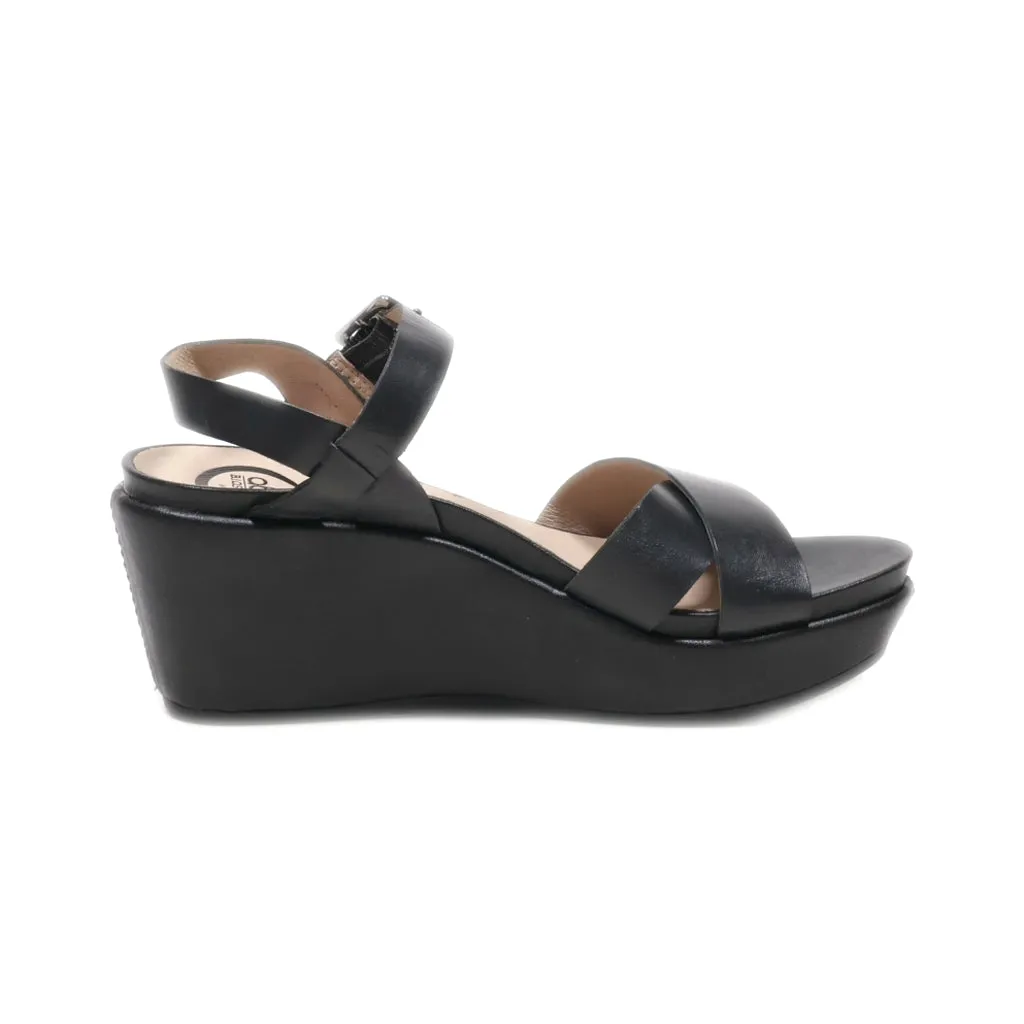 Abeo Hana Wedge Shoes Leather Black Colour For Women