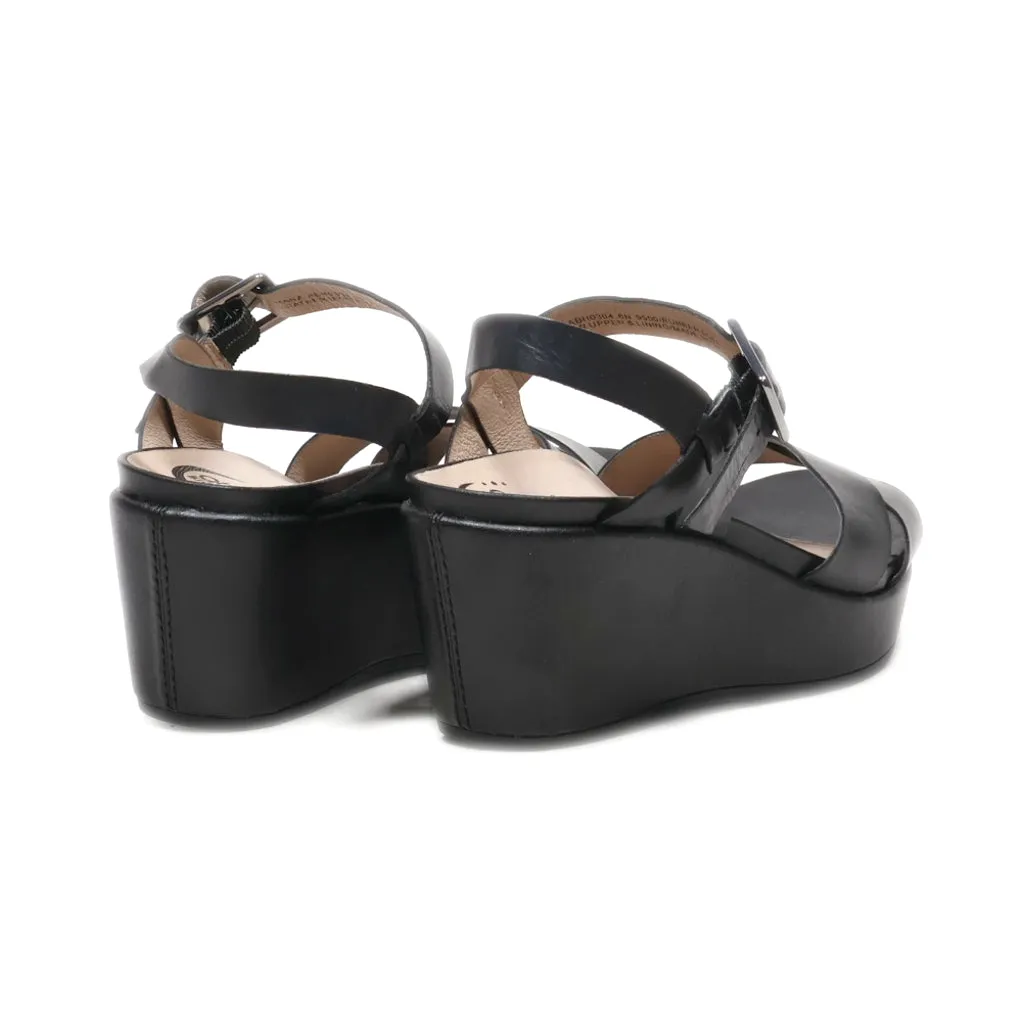 Abeo Hana Wedge Shoes Leather Black Colour For Women