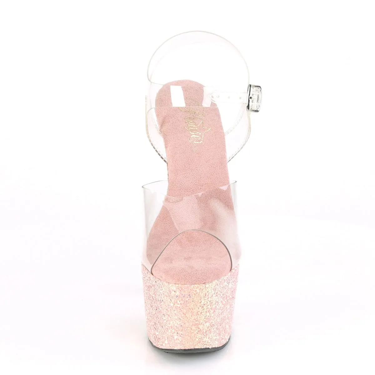 ADORE-708LG Clear/Dusty Blush Glitter