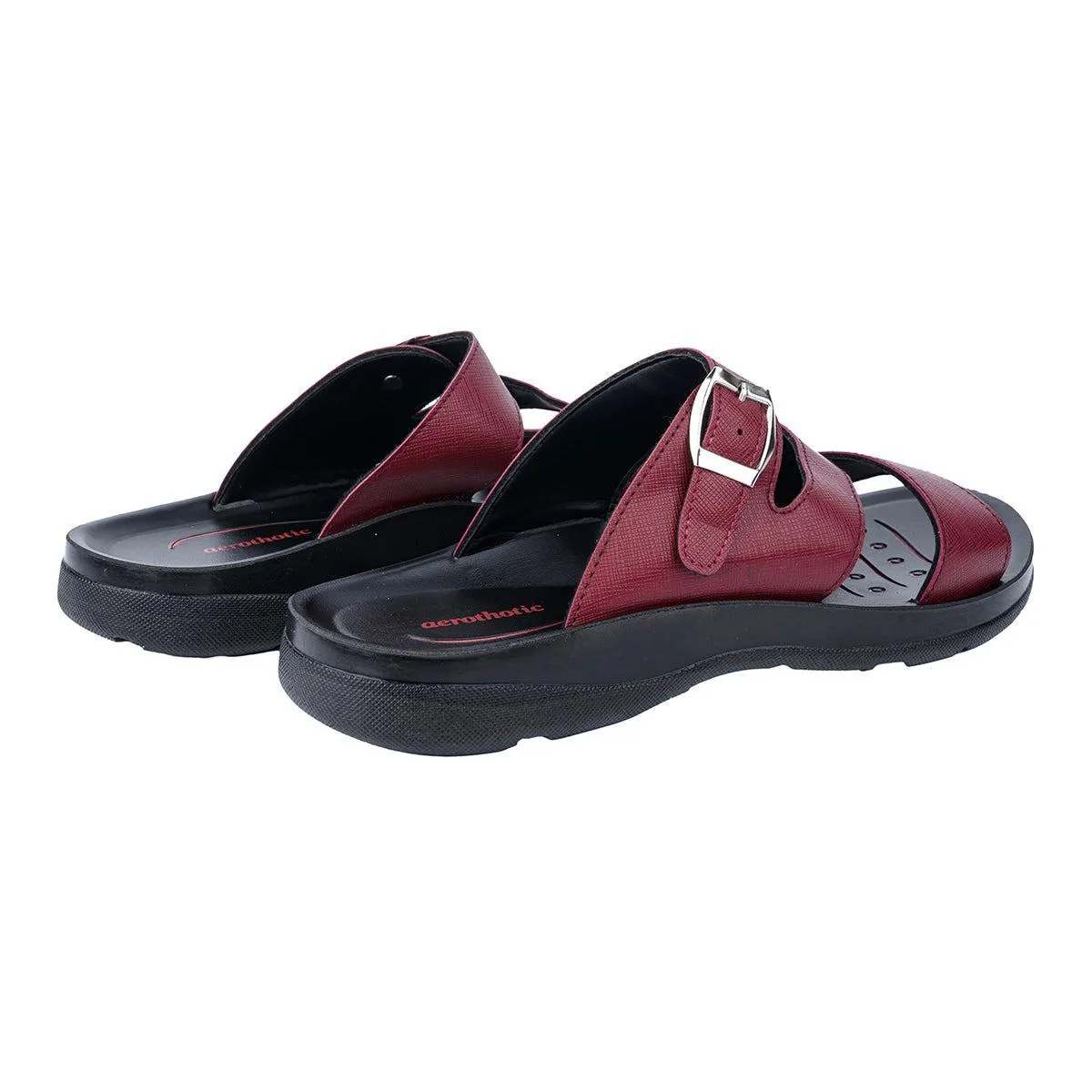 Aerothotic Medical Casual Sandals Leather Red Colour For Men