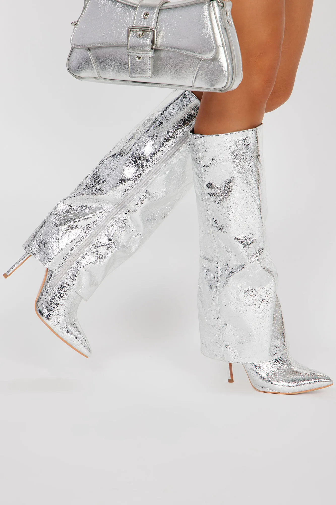 After Hours Heeled Boots - Silver