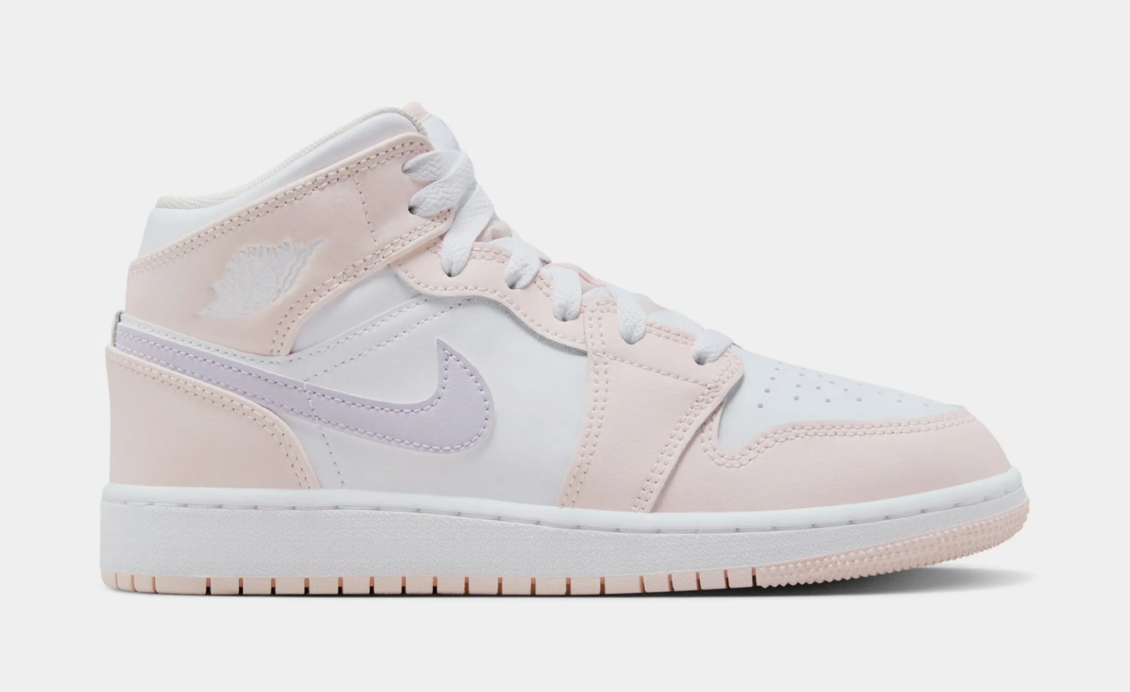 Air Jordan 1 Mid Pink Wash Grade School Lifestyle Shoes (Pink Wash/White/Violet Frost)