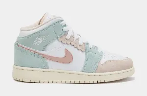 Air Jordan 1 Retro Mid SE Pink Oxford Grade School Lifestyle Shoes (Pink Oxford/Jade Ice)