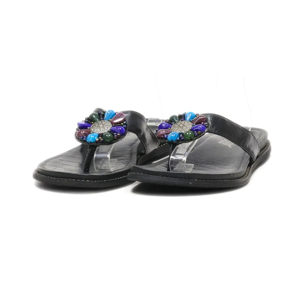 Alegria Dia Flat Sandals Leather Black Colour For Women