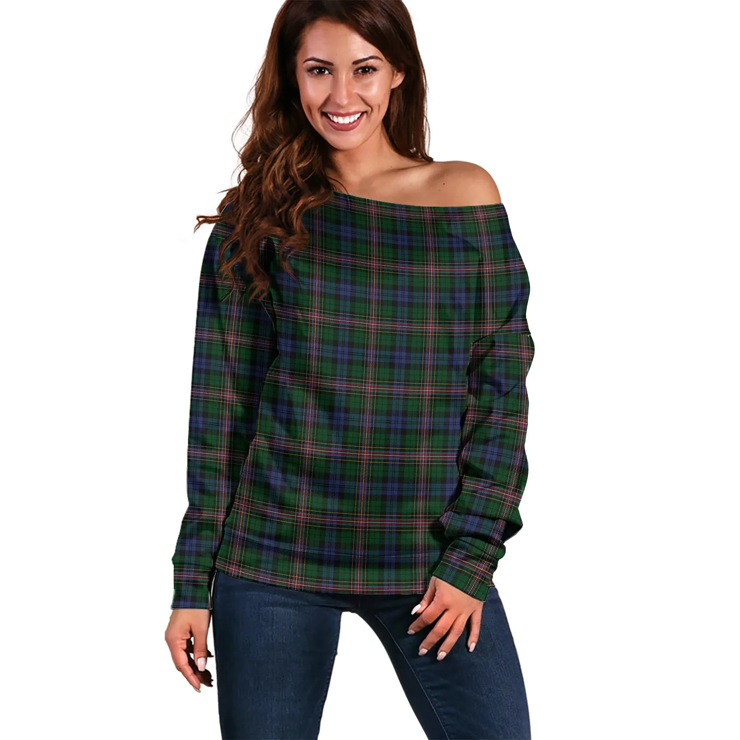 Allison Tartan Off Shoulder Women Sweater