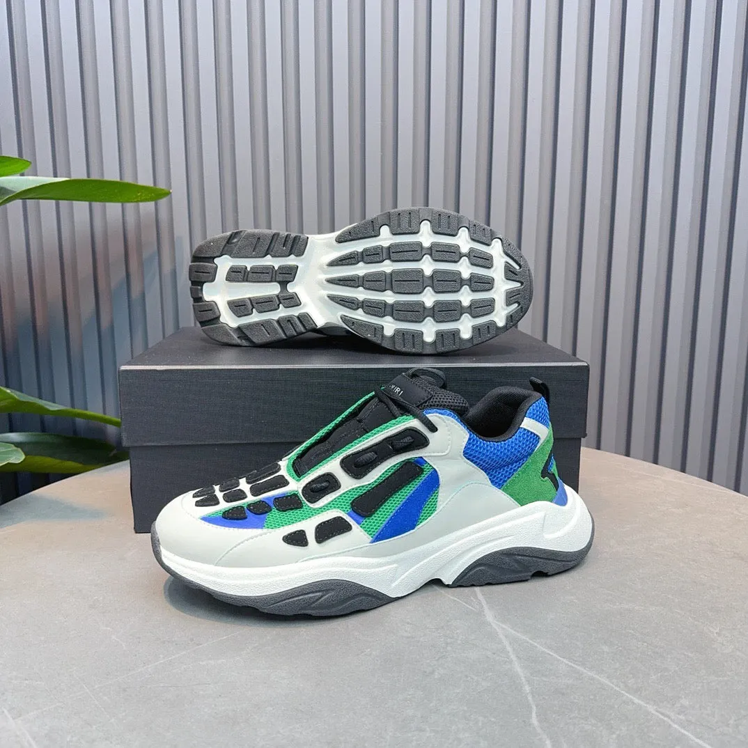 AMR Green and White Bone Runner Sneakers -059