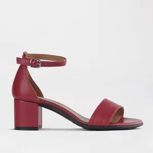 Ankle Strap Block Heel Sandal in Red - 12571