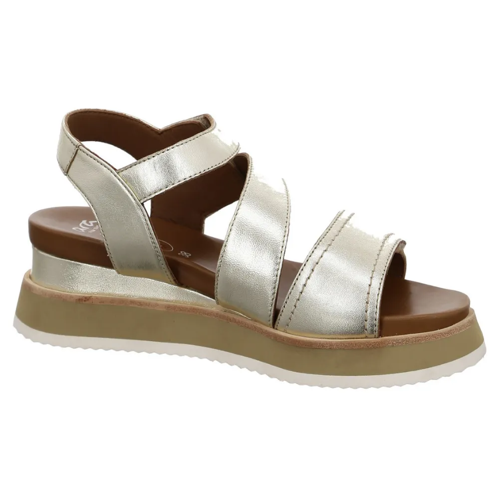 Ara Viola Platinum Leather Wedge Sandal (Women's)