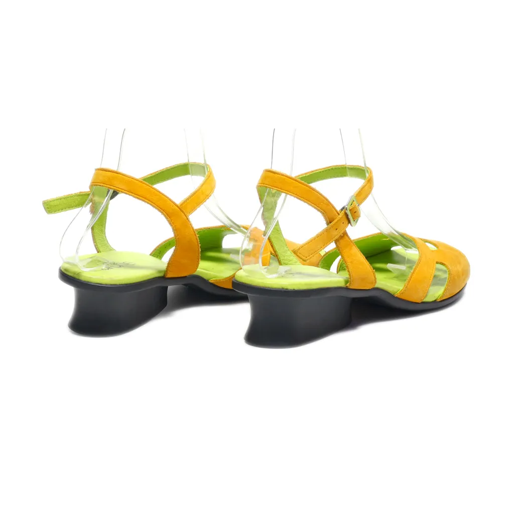 Arche Mid-Heel Sandals Leather Yellow Colour For Women