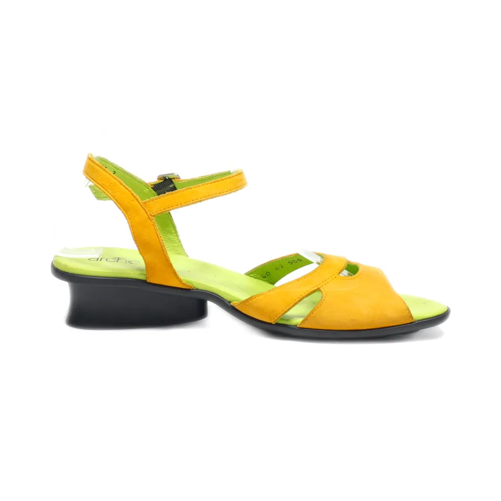 Arche Mid-Heel Sandals Leather Yellow Colour For Women