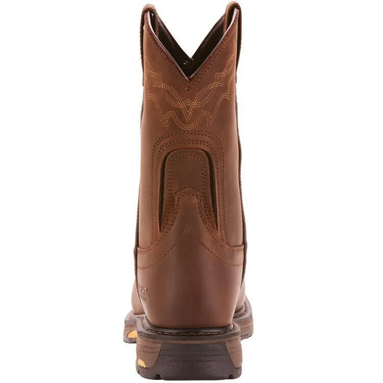 Ariat Men's WorkHog 10" Soft Toe WP Western Work Boot - Oily Brown - 10001198