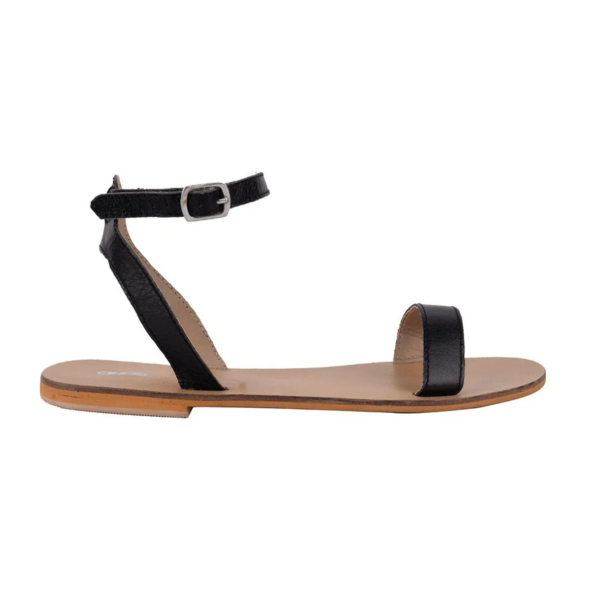 Asos Felon Strap Flat Sandals Leather Black Colour For Women