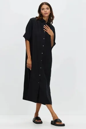 Assembly Label - Tori Linen Sleeve Shirt Dress - Black