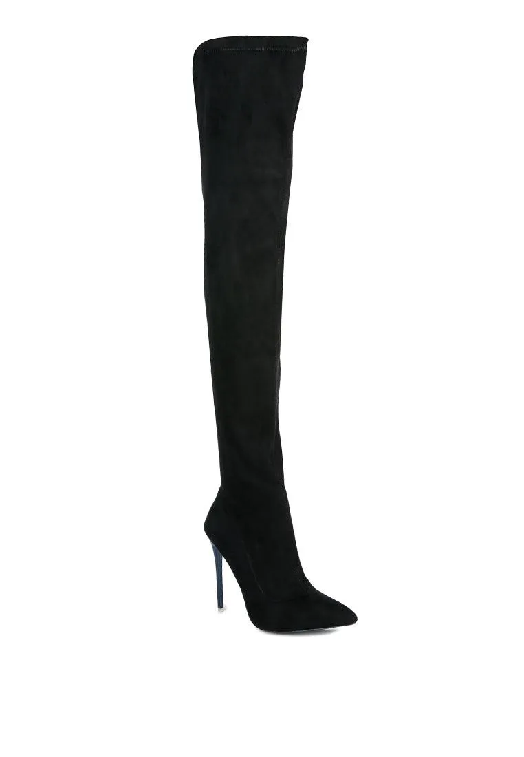 atelier stretch faux suede stiletto long boots