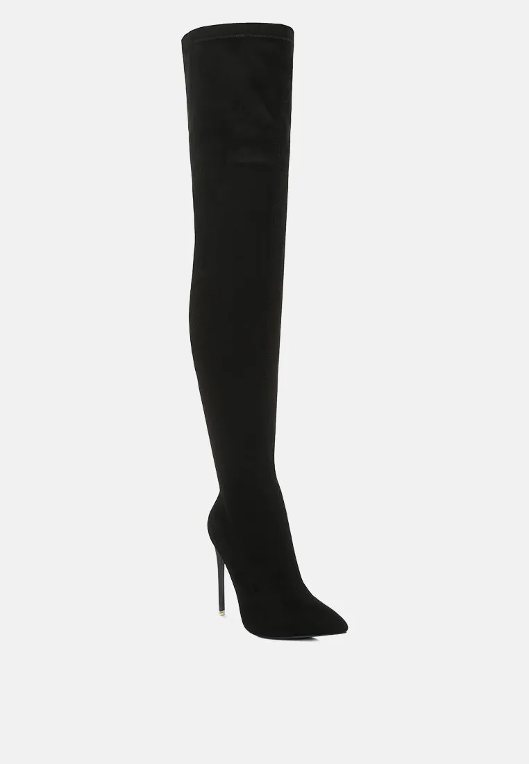 Atelier Stretch Faux Suede Stiletto Long Boots