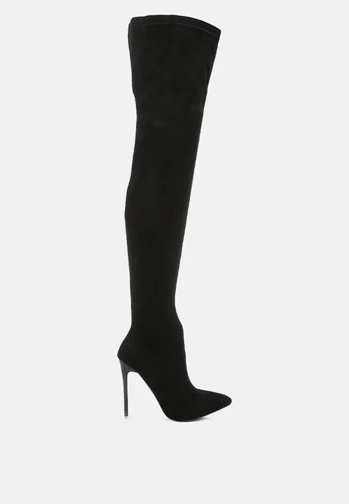 atelier stretch faux suede stiletto long boots