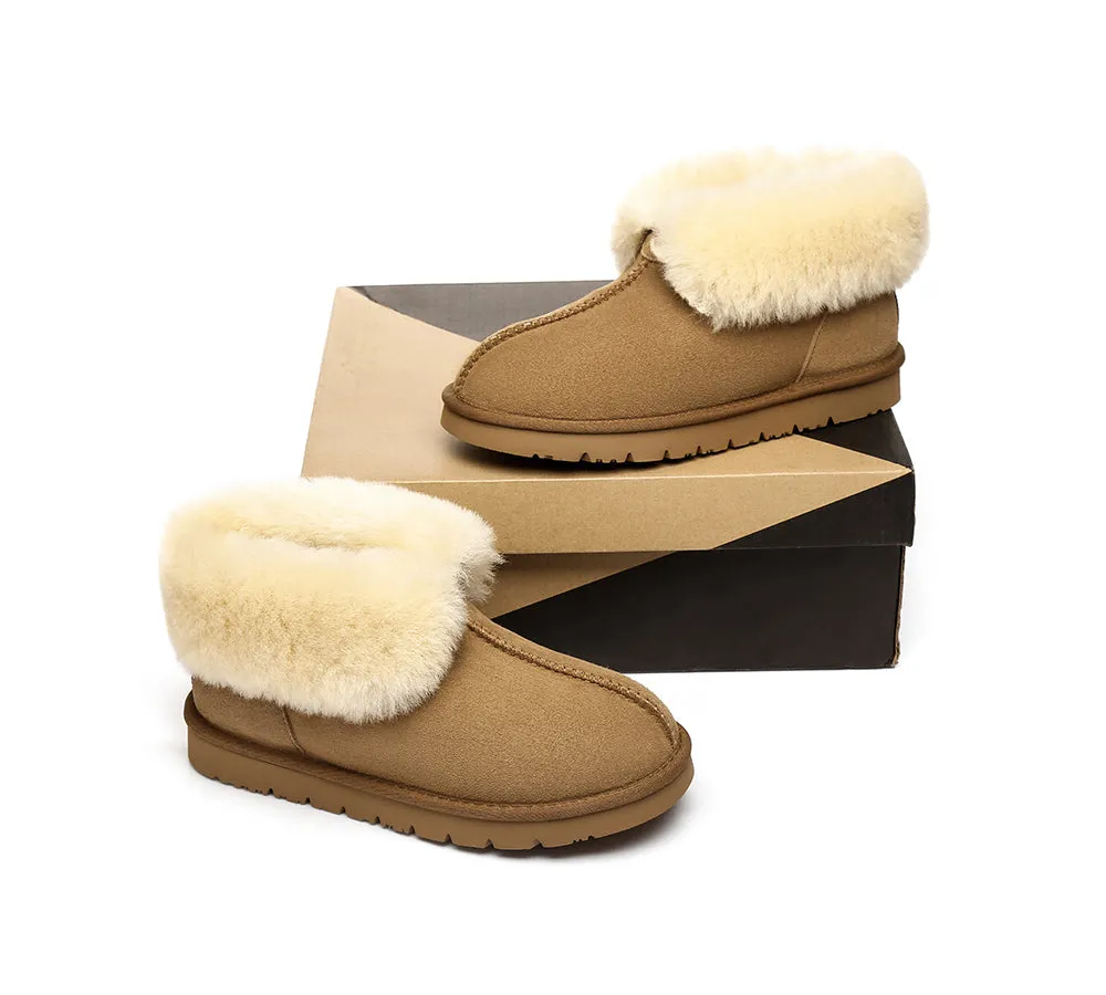 AUSTRALIAN SHEPHERD® UGG Slippers Double Face Sheepskin Wool Collar Ankle Mallow