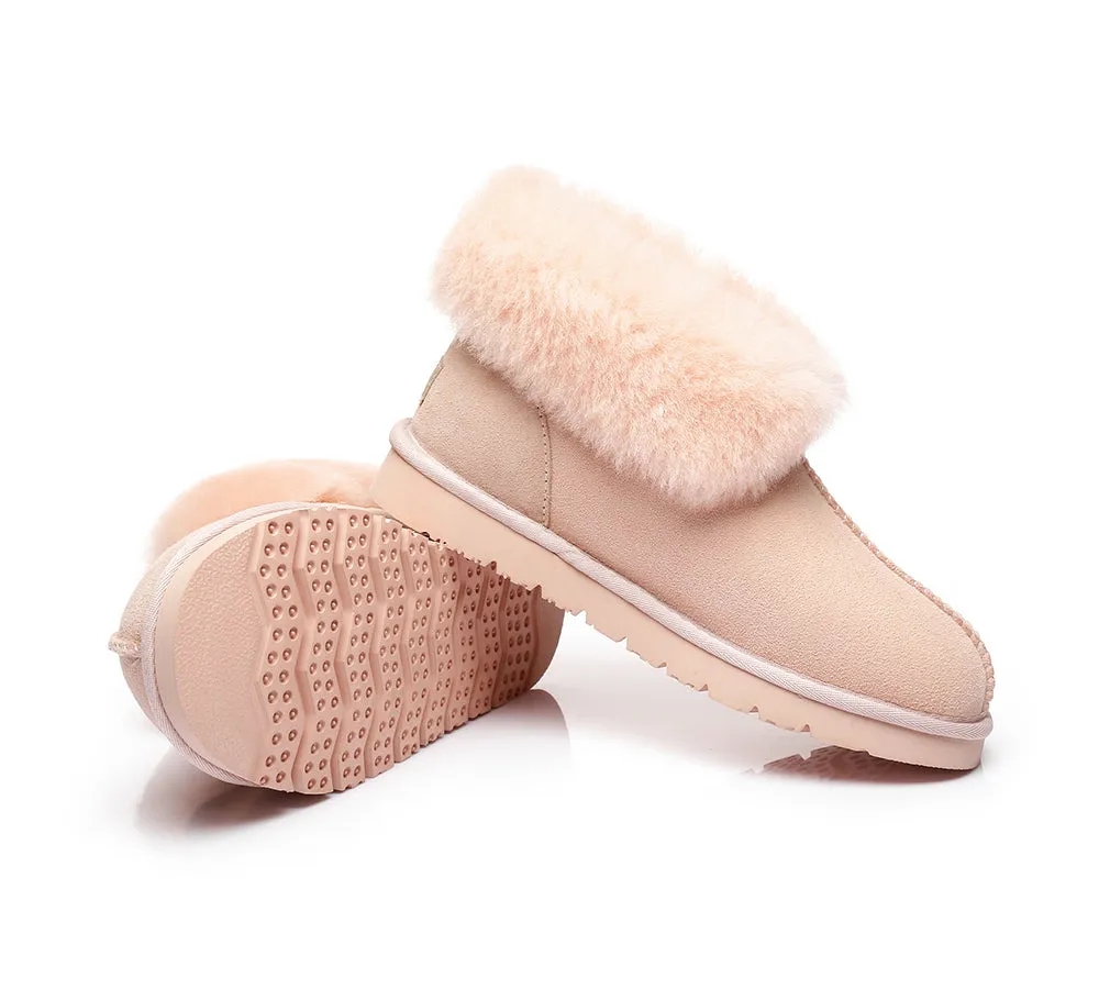 AUSTRALIAN SHEPHERD® UGG Slippers Double Face Sheepskin Wool Collar Ankle Mallow