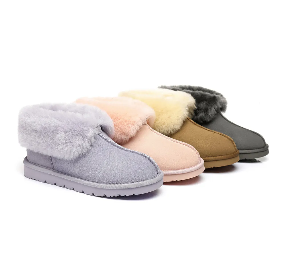 AUSTRALIAN SHEPHERD® UGG Slippers Double Face Sheepskin Wool Collar Ankle Mallow