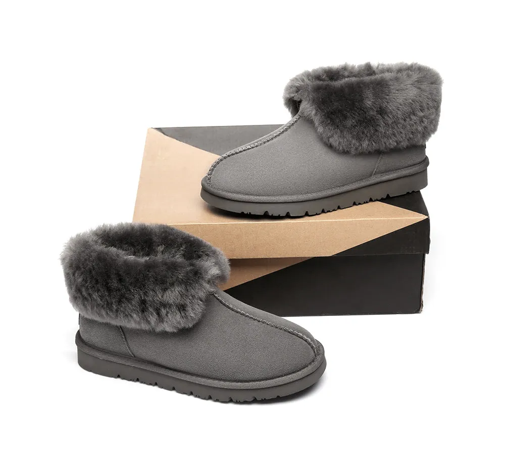 AUSTRALIAN SHEPHERD® UGG Slippers Double Face Sheepskin Wool Collar Ankle Mallow