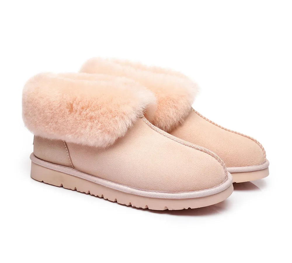 AUSTRALIAN SHEPHERD® UGG Slippers Double Face Sheepskin Wool Collar Ankle Mallow