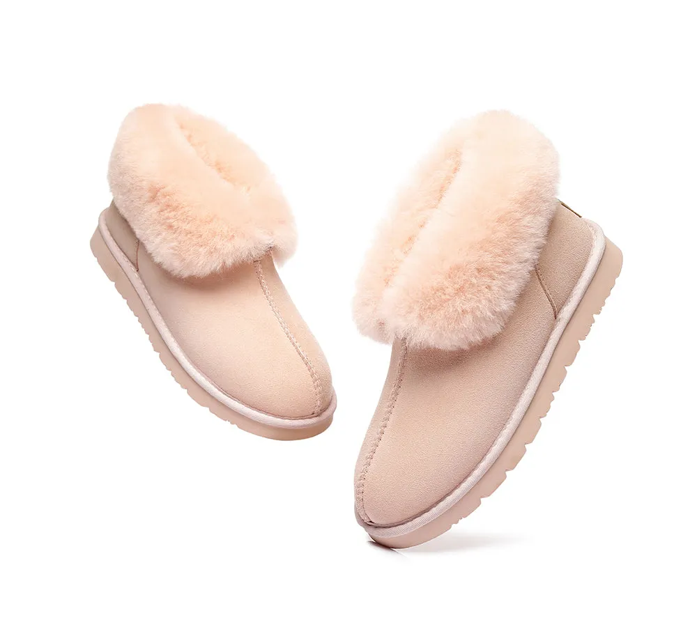 AUSTRALIAN SHEPHERD® UGG Slippers Double Face Sheepskin Wool Collar Ankle Mallow