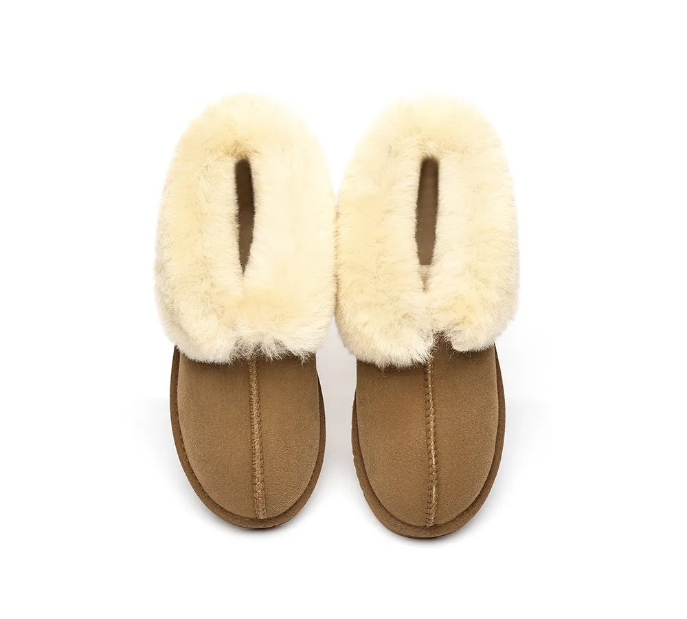 AUSTRALIAN SHEPHERD® UGG Slippers Double Face Sheepskin Wool Collar Ankle Mallow