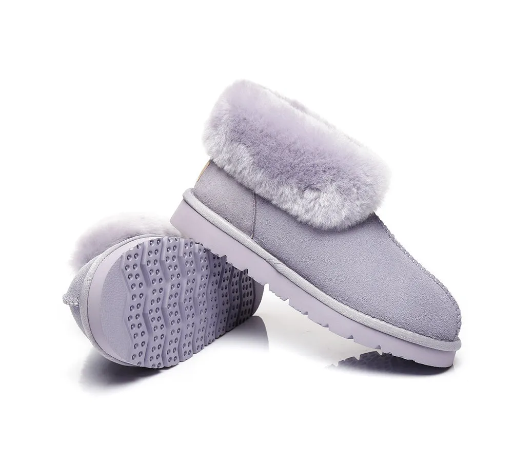 AUSTRALIAN SHEPHERD® UGG Slippers Double Face Sheepskin Wool Collar Ankle Mallow