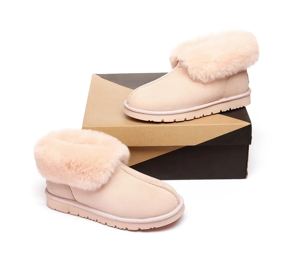 AUSTRALIAN SHEPHERD® UGG Slippers Double Face Sheepskin Wool Collar Ankle Mallow