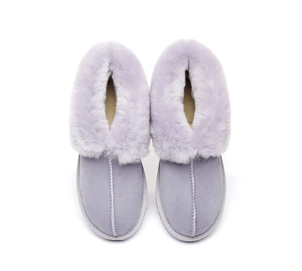 AUSTRALIAN SHEPHERD® UGG Slippers Double Face Sheepskin Wool Collar Ankle Mallow