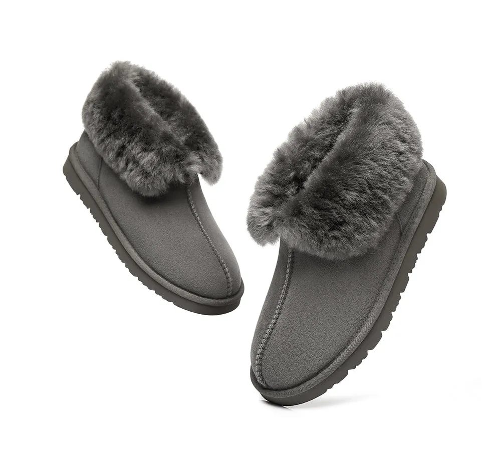 AUSTRALIAN SHEPHERD® UGG Slippers Double Face Sheepskin Wool Collar Ankle Mallow