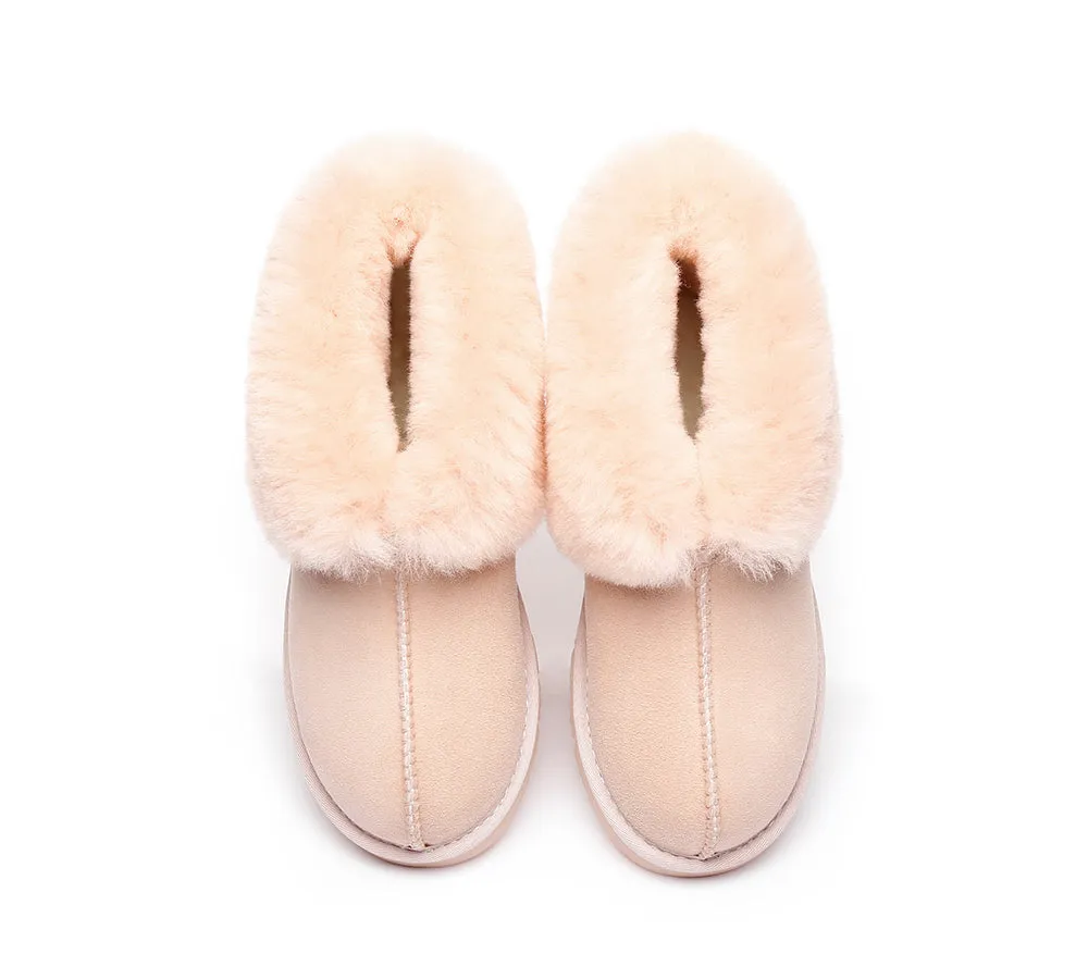 AUSTRALIAN SHEPHERD® UGG Slippers Double Face Sheepskin Wool Collar Ankle Mallow