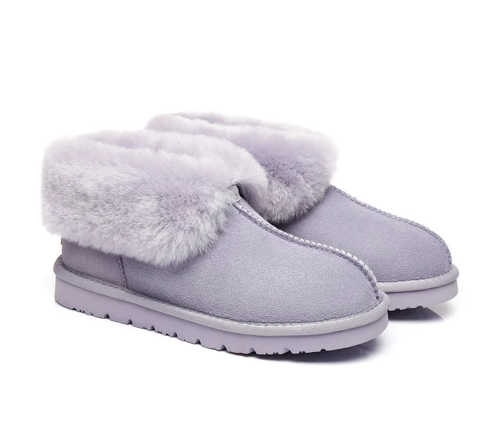 AUSTRALIAN SHEPHERD® UGG Slippers Double Face Sheepskin Wool Collar Ankle Mallow