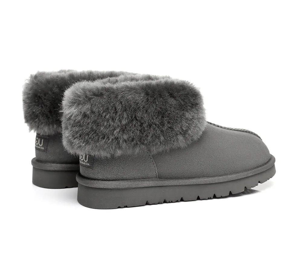 AUSTRALIAN SHEPHERD® UGG Slippers Double Face Sheepskin Wool Collar Ankle Mallow