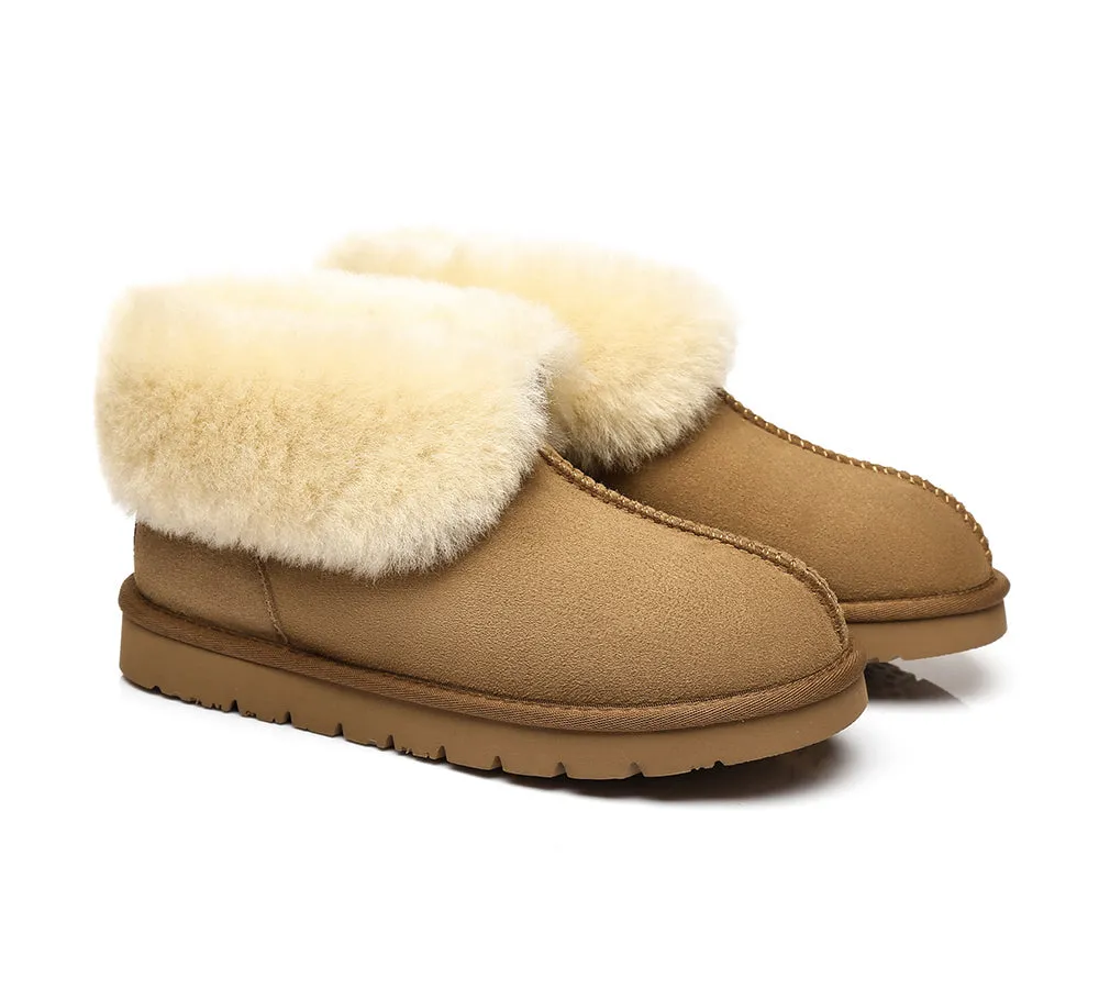 AUSTRALIAN SHEPHERD® UGG Slippers Double Face Sheepskin Wool Collar Ankle Mallow