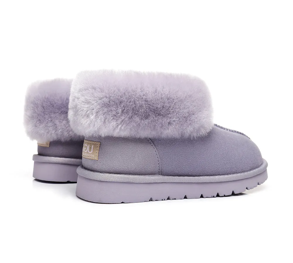 AUSTRALIAN SHEPHERD® UGG Slippers Double Face Sheepskin Wool Collar Ankle Mallow