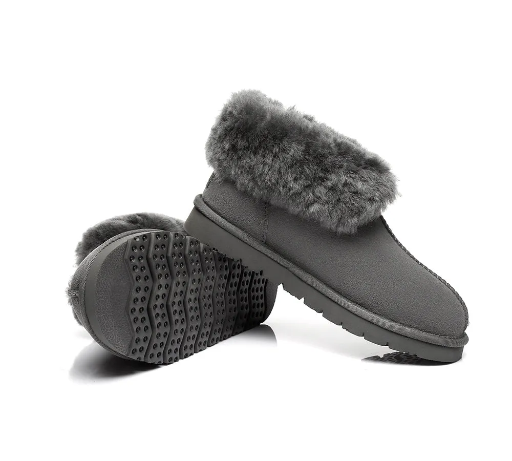 AUSTRALIAN SHEPHERD® UGG Slippers Double Face Sheepskin Wool Collar Ankle Mallow