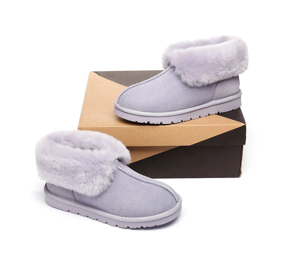 AUSTRALIAN SHEPHERD® UGG Slippers Double Face Sheepskin Wool Collar Ankle Mallow