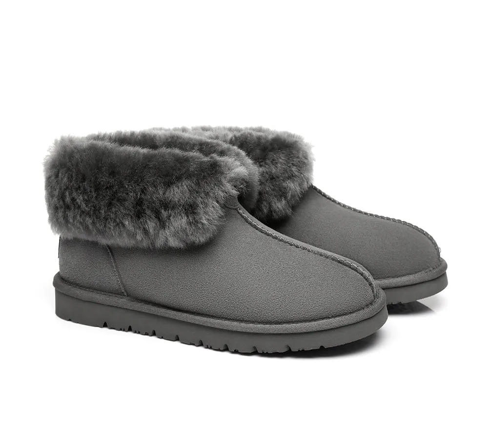 AUSTRALIAN SHEPHERD® UGG Slippers Double Face Sheepskin Wool Collar Ankle Mallow