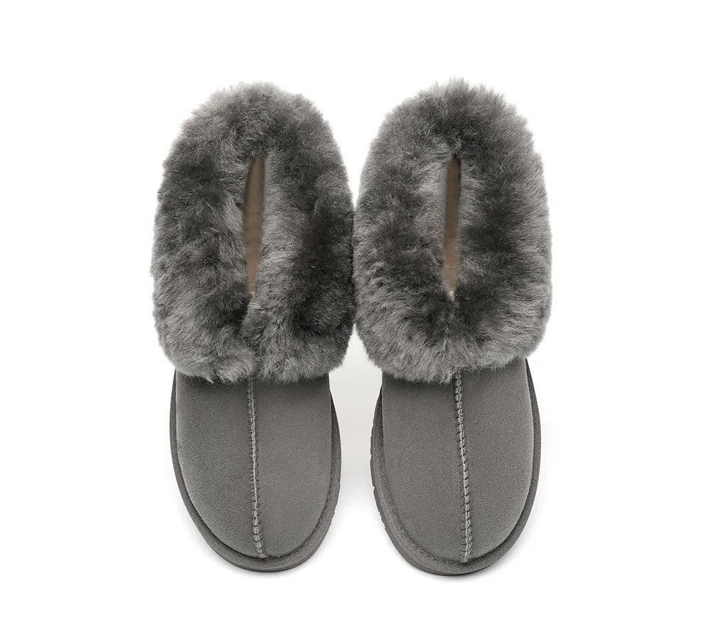 AUSTRALIAN SHEPHERD® UGG Slippers Double Face Sheepskin Wool Collar Ankle Mallow