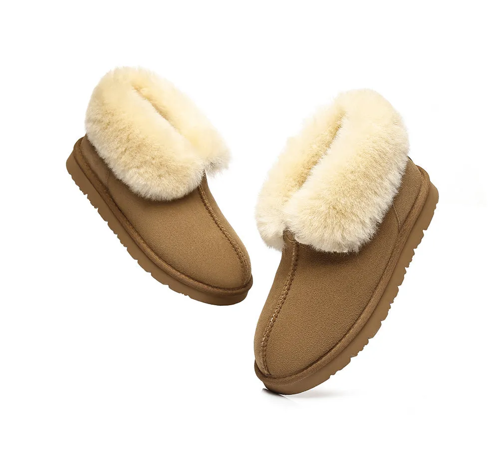 AUSTRALIAN SHEPHERD® UGG Slippers Double Face Sheepskin Wool Collar Ankle Mallow