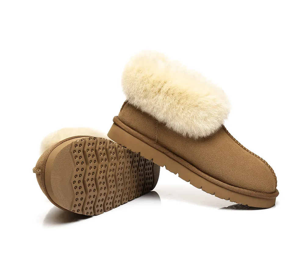 AUSTRALIAN SHEPHERD® UGG Slippers Double Face Sheepskin Wool Collar Ankle Mallow