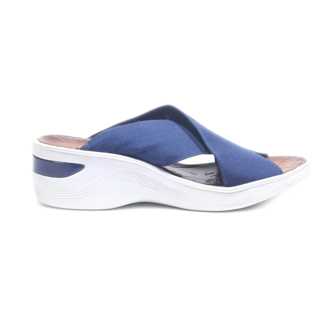 B Zees Wedge Sandals Fabric Blue Colour For Women