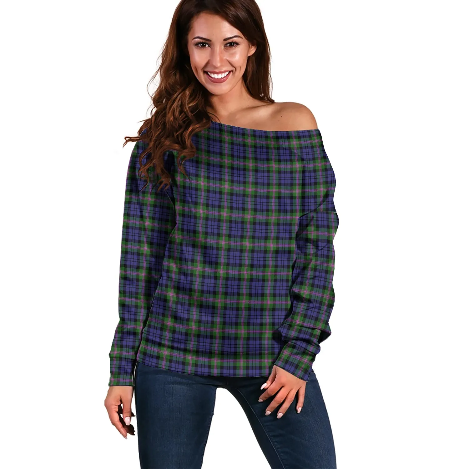 Baird Modern Tartan Off Shoulder Women Sweater