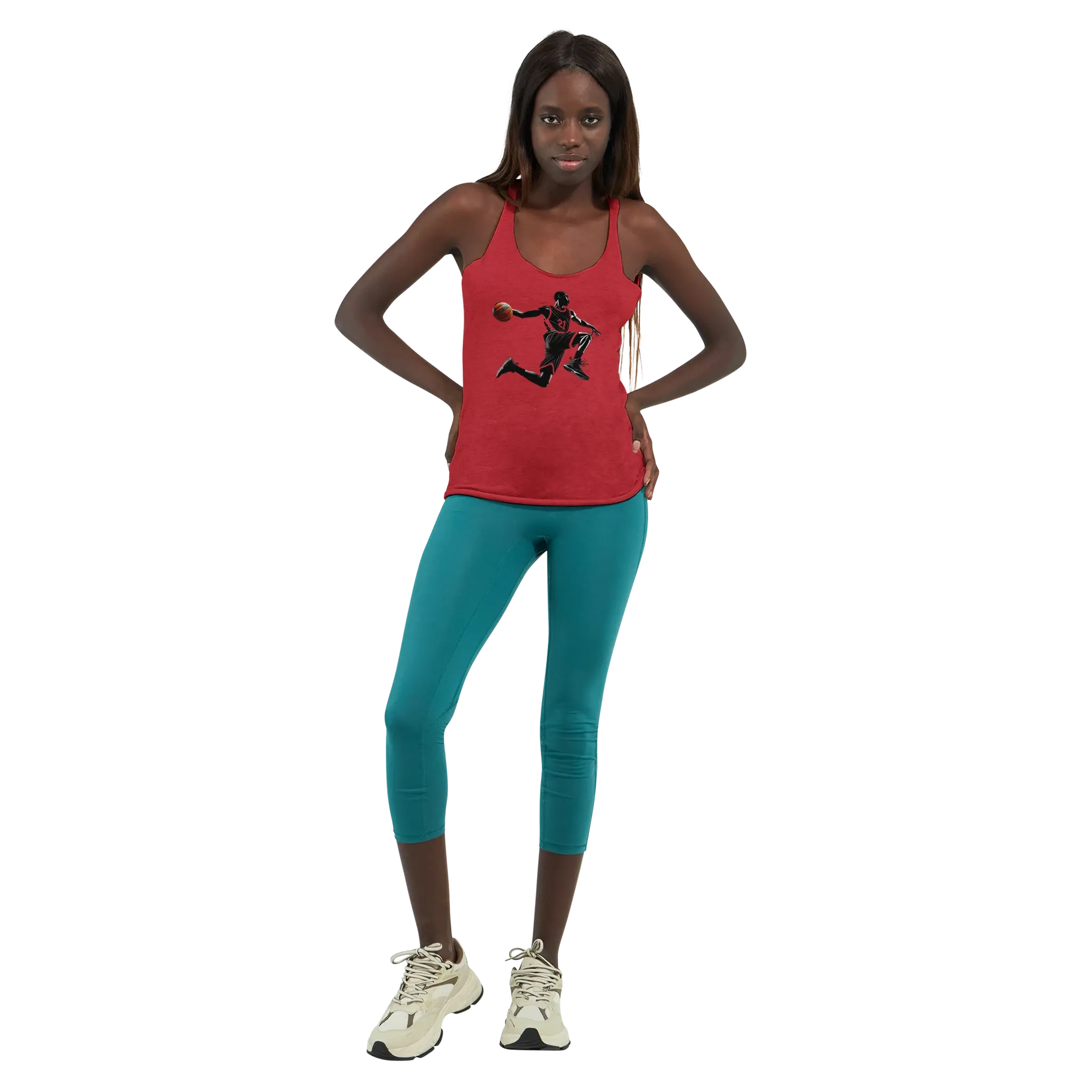 Basketball Player Mid-Air Design - Women's Racerback Tank Top | Next Level 6733